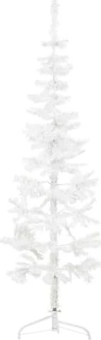 vidaXL Künstlicher Weihnachtsbaum halbrund schlank weiß, 150cm