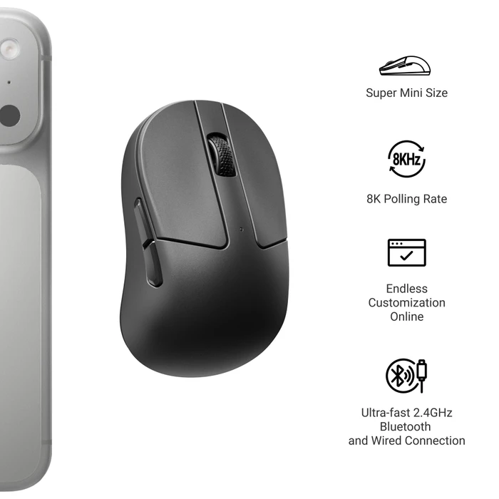Keychron M4 8K Wireless Mouse schwarz, USB/Bluetooth