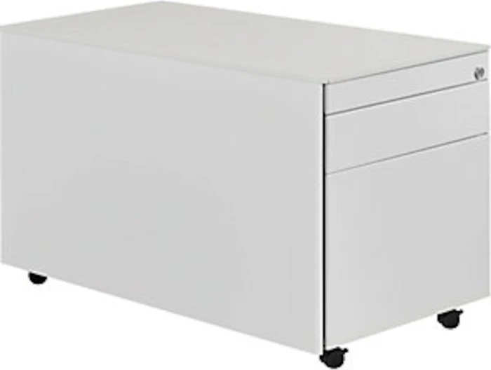 mauser Rollcontainer line, 1x Utensilienauszug, 1x Materialschublade, 1x Hängeregistratur, lichtgrau