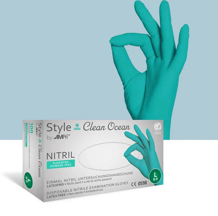 Ampri Style Clean Ocean Nitril Einweghandschuhe M, 100 Stück (01177-M)