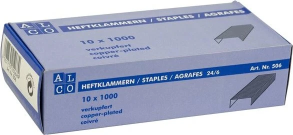 Alco 506 Heftklammern, 24/6, verkupfert, 1000 Stück