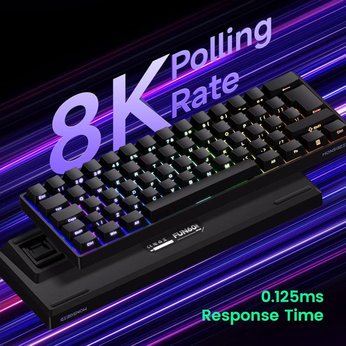 Akko MonsGeek FUN60 Pro HE, schwarz, LEDs RGB, hot-swap, Akko Glare Magnetic, USB, UK