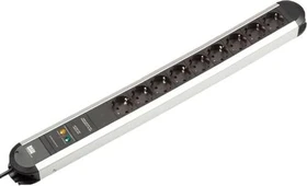Bachmann Primo, 9-fach, Überspannungsschutz, Netzfilter, 1.7m, schwarz/silber