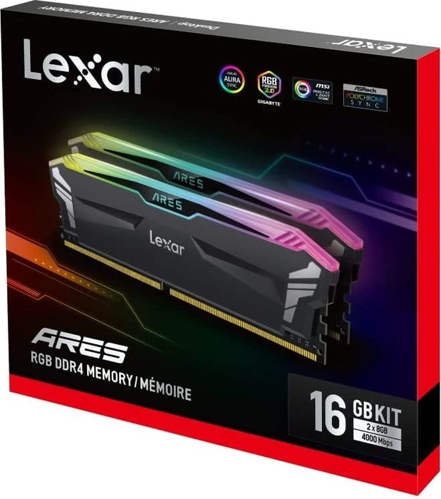 Lexar Ares RGB schwarz UDIMM 16GB Kit, DDR4-4000, CL18-22-22-42