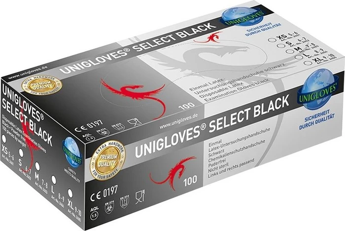 Unigloves Select Black Einweghandschuhe S, 100 Stück (2402)