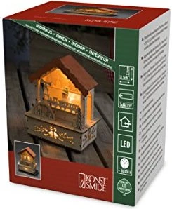 Konstsmide Motiv Holzleuchter Marktstand mit orangem Dach 12.5cm LED 3x warmweiß