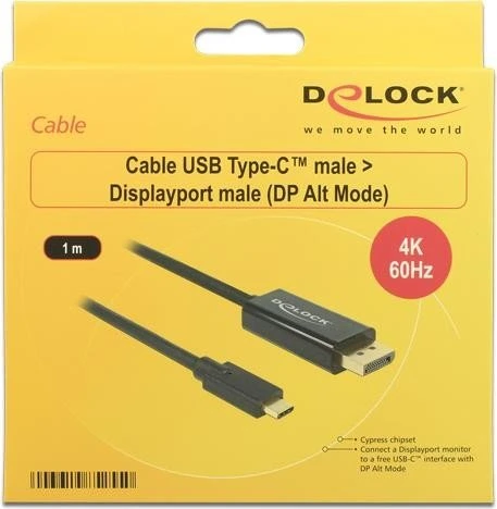DeLOCK USB-C [Stecker] auf DisplayPort [Stecker] Adapterkabel, 1m