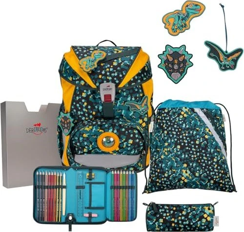 DerDieDas ErgoFlex Dino Time Schulrucksack-Set, 5-tlg.