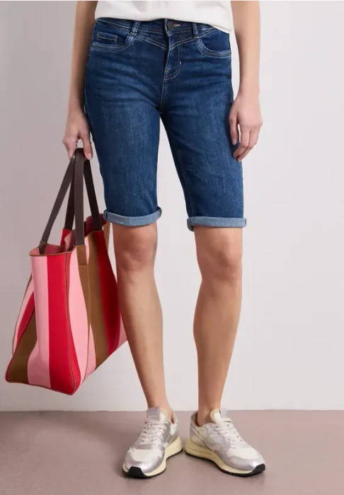 Street One Jane Bermuda Shorts mit Turn-Up Detail Jeans dark blue authentic wash (Damen)