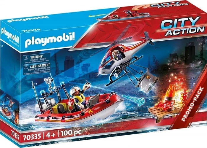 playmobil City Action Feuerwehreinsatz mit Heli und Boot