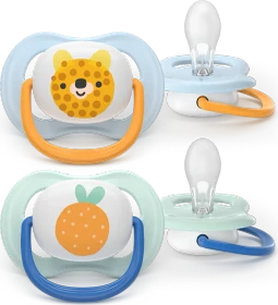 Philips Avent SCF080/23 Ultra Air Beruhigungsschnuller, 0-6M, Silikon, leopard/orange, 2 Stück