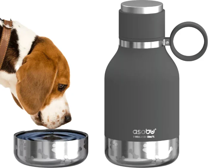 Asobu Futter- und Wasserbehälter inkl. Reisenapf, 975ml, grau