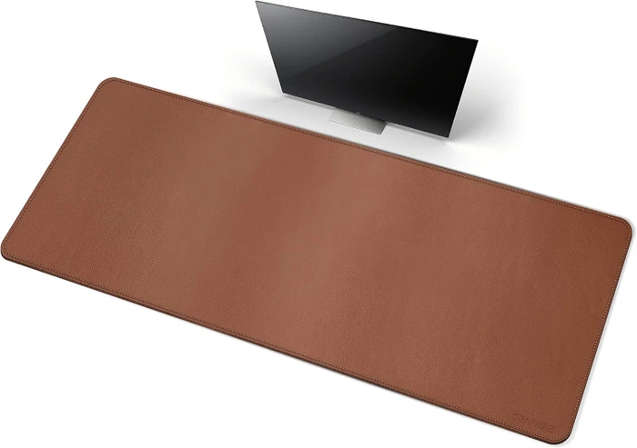 Cennbie Schreibtischunterlage Leder, Mauspad XXL, 1000x500mm, braun