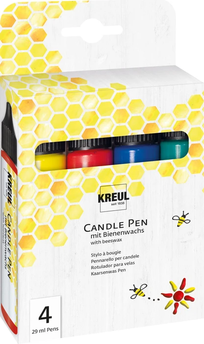 Kreul Candle Pen Kerzenmalfarbe, 4 Farben, 29ml, 4er-Set