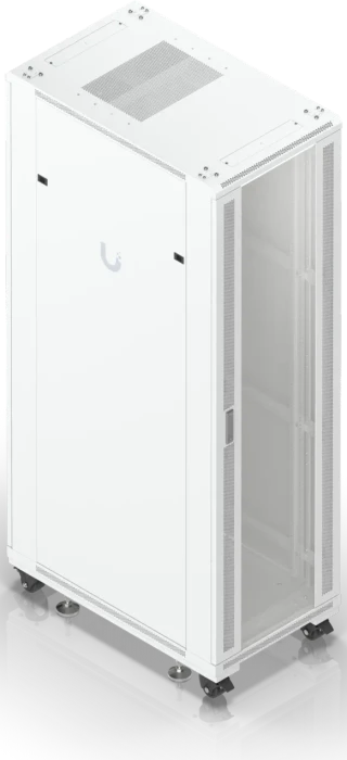 Ubiquiti 42U Rack Cabinet, 19" Rackschrank 42HE, mit Rollen, Glastür, weiß, 1000mm tief