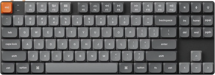 Keychron K1 Max, 80% TKL, grau/orange, LEDs weiß, Gateron LOW PROFILE 2.0 RED, USB/Bluetooth, US