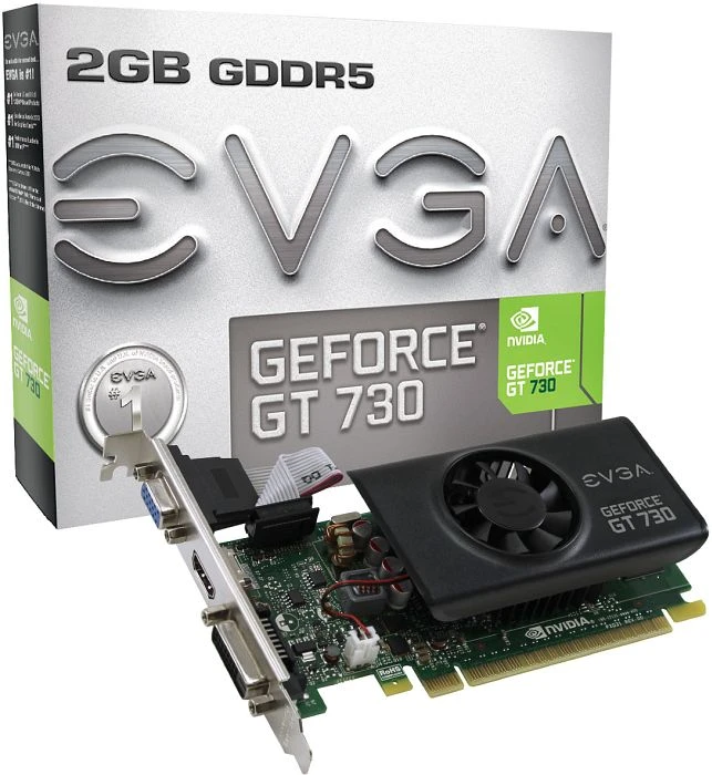 EVGA GeForce GT 730 low profile, 2GB GDDR5, VGA, DVI, HDMI