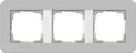 Gira E3 Abdeckrahmen 3fach mit Trägerrahmen reinweiß Soft-Touch, grau