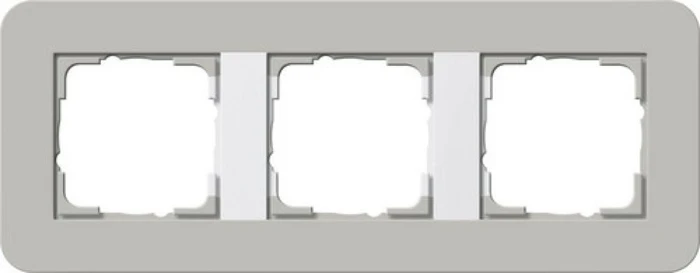 Gira E3 Abdeckrahmen 3fach mit Trägerrahmen reinweiß Soft-Touch, grau