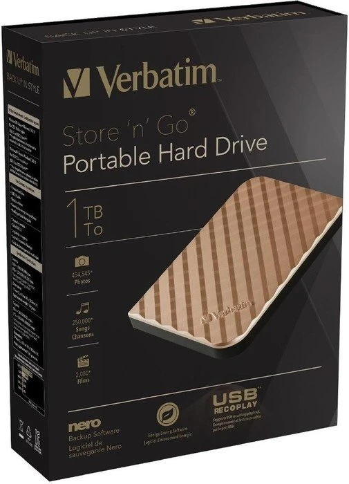Verbatim Store 'n' Go Gen2 Portable, gold, 1TB, USB 3.0 Micro-B