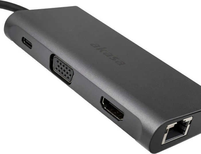 Akasa 9-in-1 Dock, USB-Hub, Dual-Slot-Cardreader, USB-C 3.0 [Stecker]