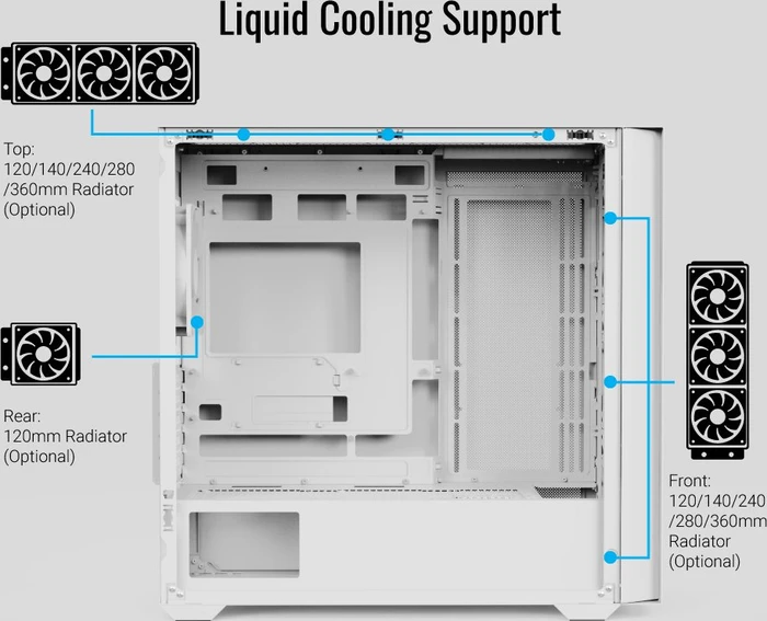 AeroCool D302A White, inkl. 4x Lüfter, Glasfenster