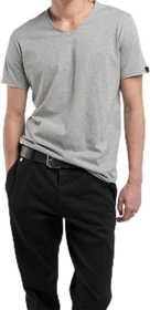 Replay Baumwolle V-Neck T-Shirt kurzarm light grey melange (Herren)