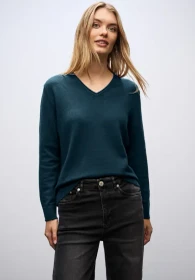 Street One Kuscheliger V-Neck Pullover tide blue (Damen)