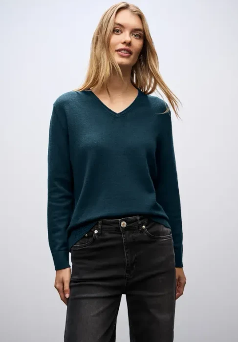 Street One Kuscheliger V-Neck Pullover tide blue (Damen)