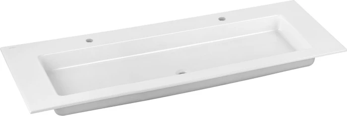 Keuco Royal 60 Doppelwaschtisch aus Keramik eckig mit 2x1 Hahnloch, weiß
