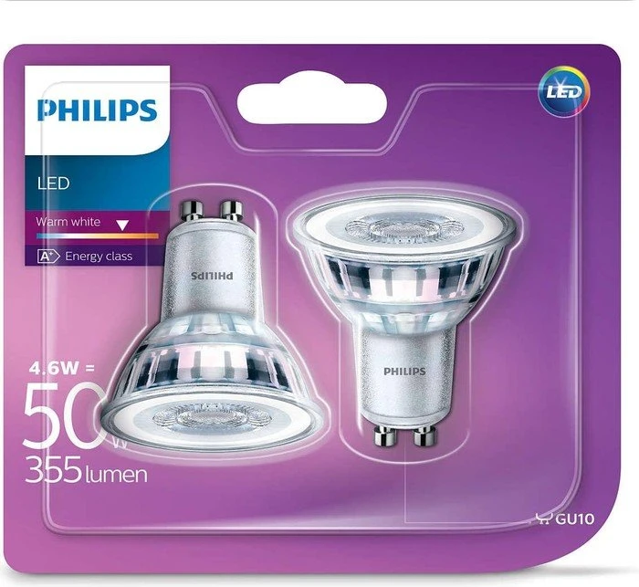 Philips Classic LED Reflektor GU10 4.6W/827, 2 Stück