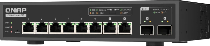 QNAP QSW-L3200 Desktop 10G Managed Switch, 6x RJ-45, 2x RJ-45/SFP+