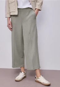 Street One High Waist Wide Leg im Casual Fit Hose dark mint green (Damen)