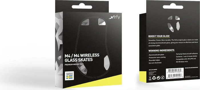 Cherry Xtrfy M4 / M4 Wireless Glass Skates, Mausgleiter, Litus White, grau/weiß