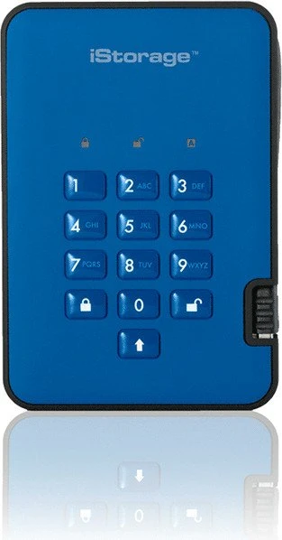 iStorage diskAshur 2 SSD, blau, 2.5", 2TB, USB-A 3.0