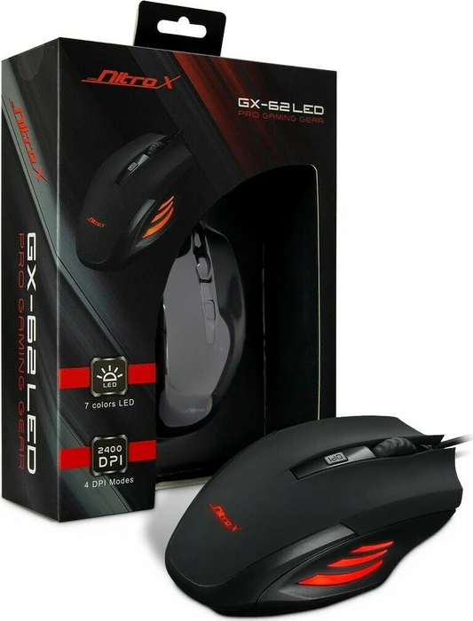 Inter-Tech Nitrox GX-62 LED Gaming Maus schwarz, USB