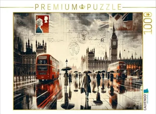 Calvendo Zeitlose Reflexionen: London im Regen durch das Auge der KI