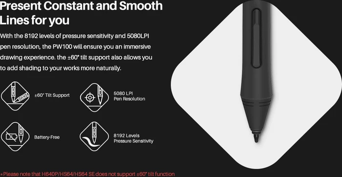 Huion PW100 schwarz/silber