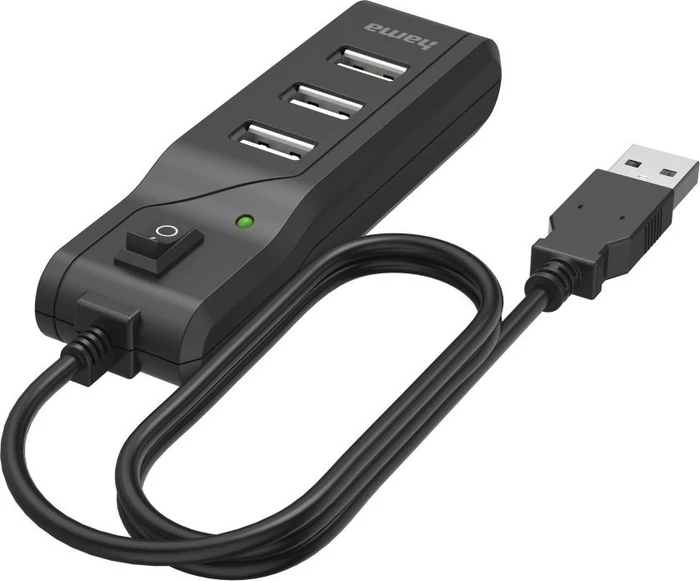 Hama USB-Hub, 4x USB-A 2.0, USB-A 2.0 [Stecker]
