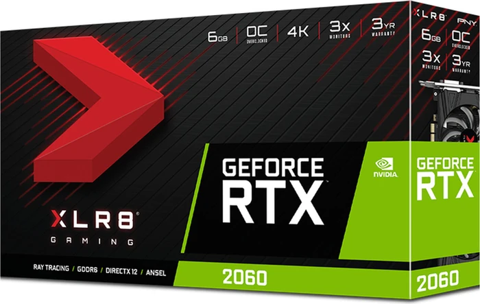 PNY GeForce RTX 2060 XLR8 Gaming OC Twin Fan, 6GB GDDR6, DVI, HDMI, DP