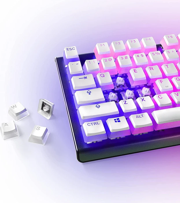 SteelSeries PrismCaps Universal Keycaps, Kunststoff (PBT) Double-Shot, weiß, 105 Tasten, ISO-DE