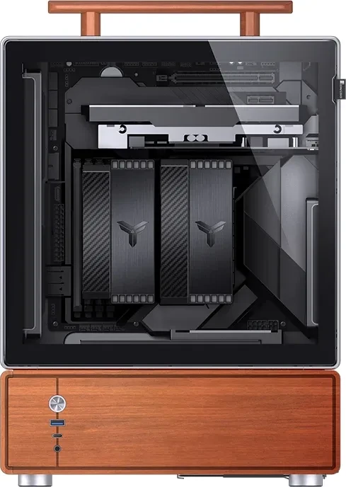 Jonsbo T7 Silver, silber/braun, Glasfenster