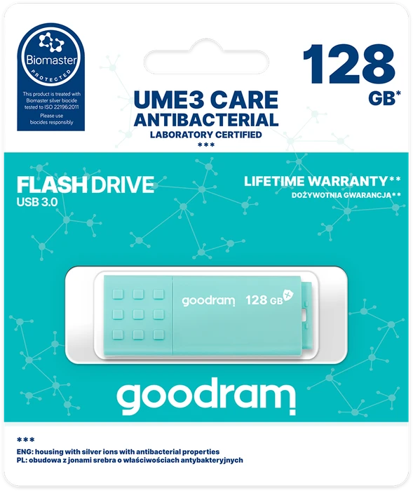 goodram UME3 CARE 128GB türkis, USB-A, USB 3.2 Gen 1×1