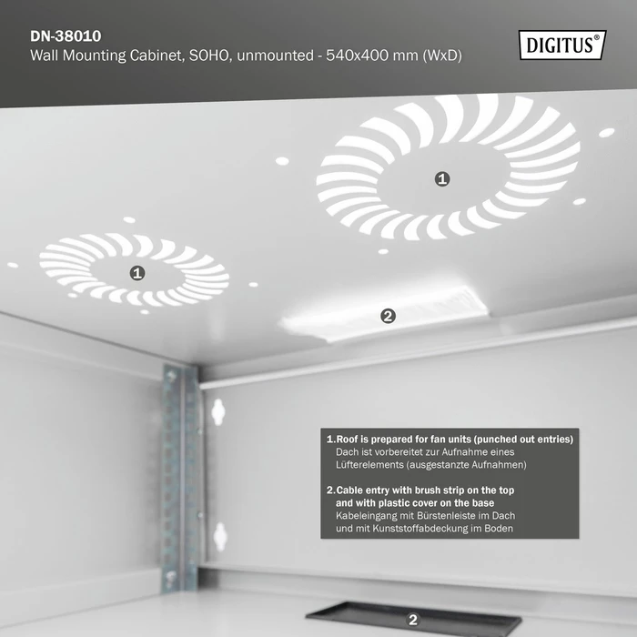 Digitus Professional SoHo Line 19" Wandgehäuse 4HE, unmontiert, Sicherheitsglastür, IP20, RAL 7035, 400mm tief