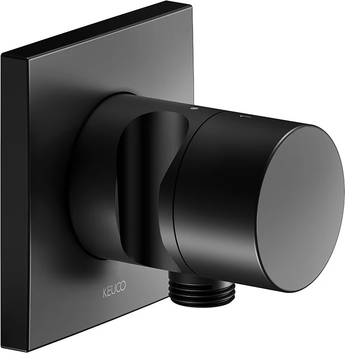 Keuco IXMO 59556 Pure 2-Wege Umstellventil mit Schlauchanschluss und Brausehalter eckig schwarz matt