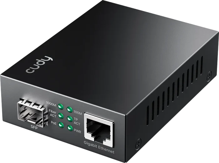 Cudy Gigabit Medienkonverter, 1x RJ-45, 1x SFP, 30W PoE+
