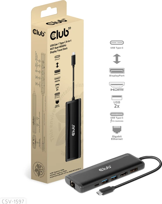 Club 3D 7in1 Hub, USB-C 3.0 [Stecker]