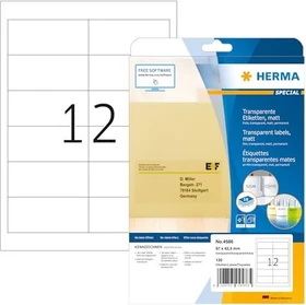 Herma Folienetiketten, 97x42.3mm, wetterfest, transparent, matt, 10 Blatt (120 Etiketten)