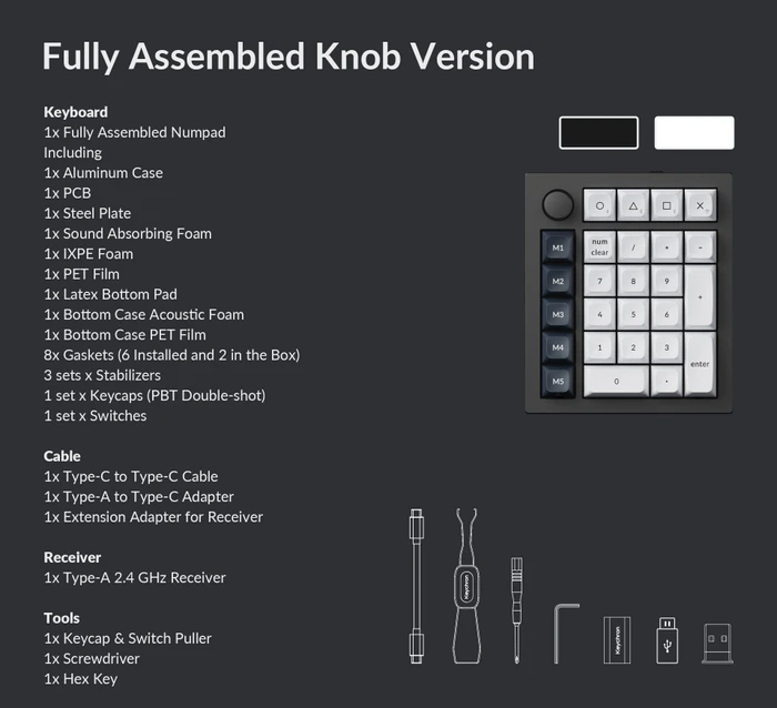 Keychron Q0 Max QMK Custom Number Pad mit Drehregler, Carbon Black, Gateron Jupiter RED, USB-C/Bluetooth