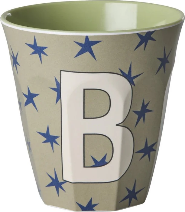 Rice by Rice Buchstaben Kinderbecher medium B stars dunkler sand